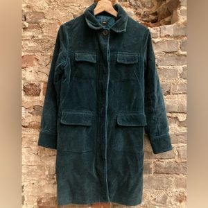 Vintage SHIPS Japan Teal Blue Green Corduroy Jacket Coat Womens Size 2